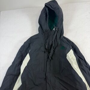 The North Face Mens Hooded Windbreaker Jacket Black Cream Medium Colorblock S
